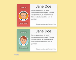 Bootstrap example and template. Css Player User Cards