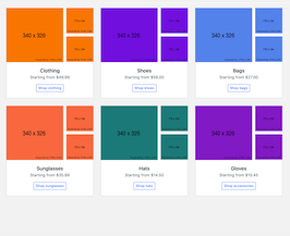 Bootstrap product card image tiles example