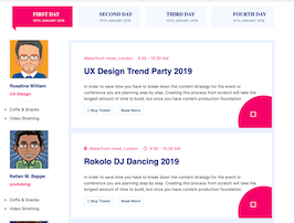 Bootstrap example and template. Event On Trend