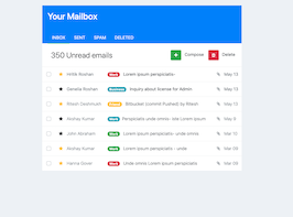Bootstrap example and template. email inbox card