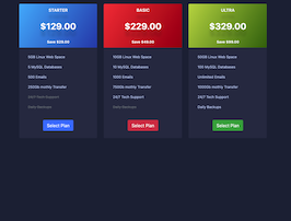 Bootstrap example and template. Dark Pricing Plans