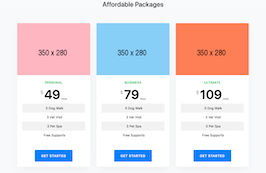 Bootstrap example and template. pricing table with images