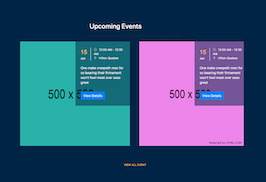 Bootstrap example and template. upcoming events cards