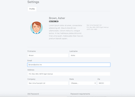 Bootstrap example and template. profile edit settings