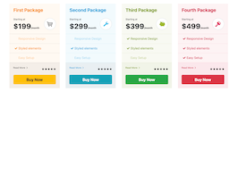Bootstrap pricing table colors example