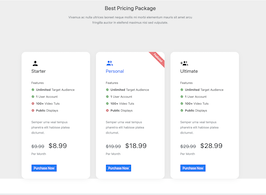 Bootstrap example and template. Pricing Package Table