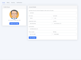 Bootstrap example and template. bs5 edit profile account details