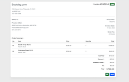 Bootstrap example and template. invoice card