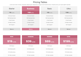 Bootstrap example and template. pricing tables with header with color