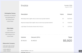 Bootstrap example and template. Invoice with company info and description