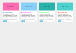 Bootstrap example and template. Cards panels with thumbnails