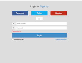 Bootstrap example and template. Responsive login with social buttons