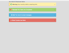 Bootstrap example and template. Rounded and Shadowed Alerts