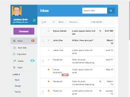Bootstrap example and template. colored inbox mail list and compose