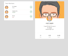 Bootstrap example and template. card members and profile