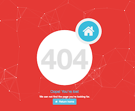 Bootstrap example and template. 404 error page with particles