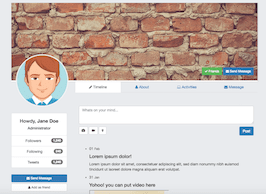 Bootstrap example and template. Creative user profile