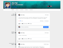 Bootstrap example and template. bs4 profile with timeline posts