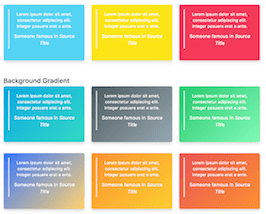Bootstrap example and template. Colorful cards with gradient