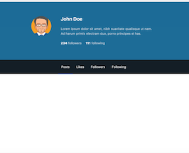 Bootstrap bs4 user profile cover example