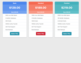 Bootstrap bs4 pricing plan list example