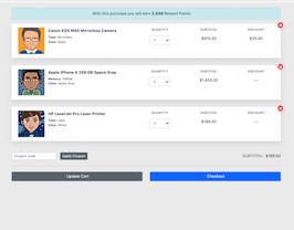 Bootstrap bs4 shop cart example