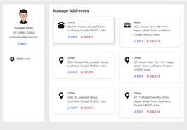 Bootstrap example and template. bs4 Manage Addresses page