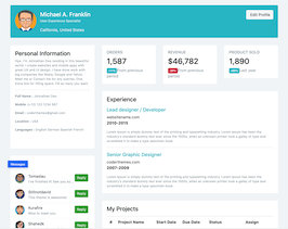 Bootstrap example and template. bs4 Profile with dashboard