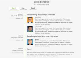 Bootstrap bs4 Event Schedule page example