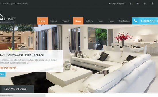 Bootstrap Real Homes WordPress Real Estate Theme template