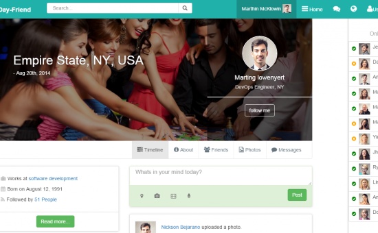 Bootstrap DayFriend Social Network Bootstrap template html template