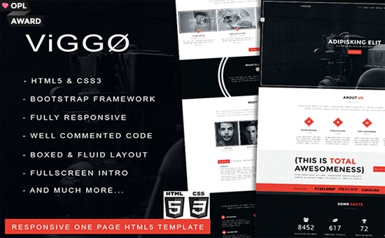 Bootstrap VIGGO One Page HTML5 Template template