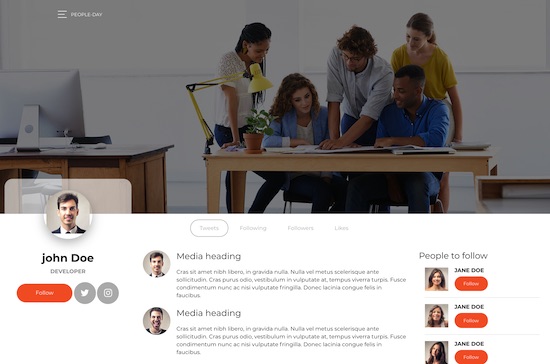 Bootstrap People day bootstrap 4 social network template template
