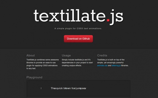 Bootstrap framework utility Textillate js 