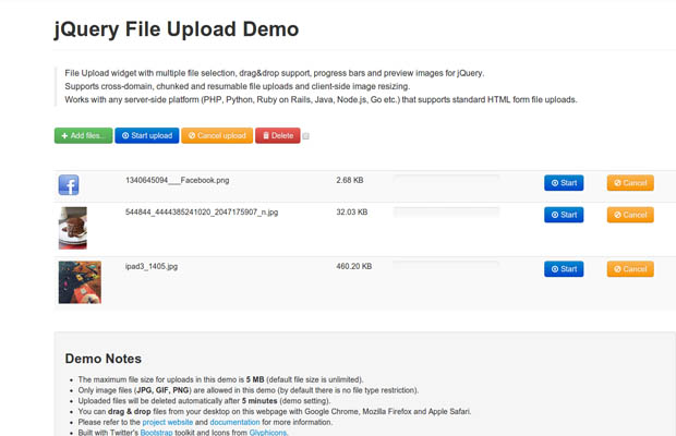 Bootstrap framework utility  jQuery File Upload